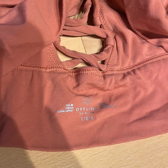 OFFLINE by Aerie Rusty Peach Real Me Lace Up Back Sports Bra - Picture 8 of 10